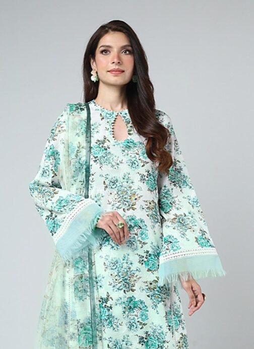 Bareeze 3 Pcs Unstitched Linen Suit – Elegant Digital Print Collection - Image 2