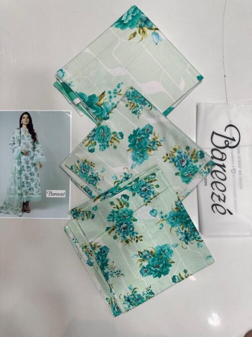 Bareeze 3 Pcs Unstitched Linen Digital Print Suit – Winter Collection at M K Shopping Hub