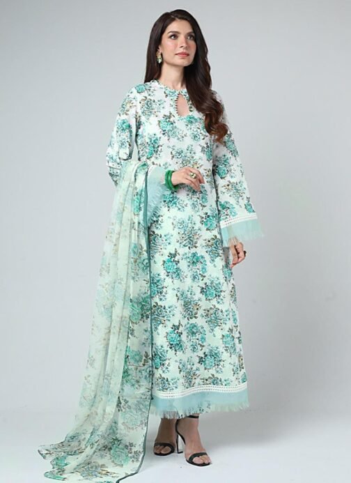 Bareeze 3 Pcs Unstitched Linen Suit – Elegant Digital Print Collection - Image 3