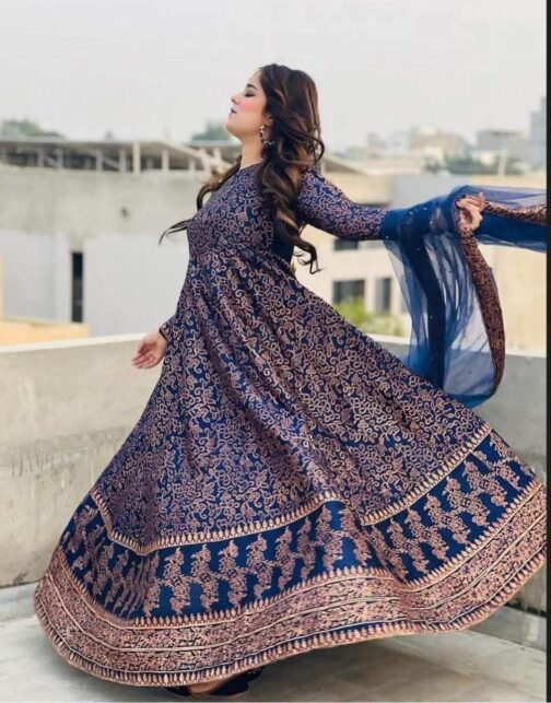 3pc Fancy Silk Printed Maxi – Luxurious Pakistani Fashion - Image 2