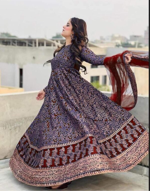 3pc Fancy Silk Printed Maxi – Luxurious Pakistani Fashion - Image 8