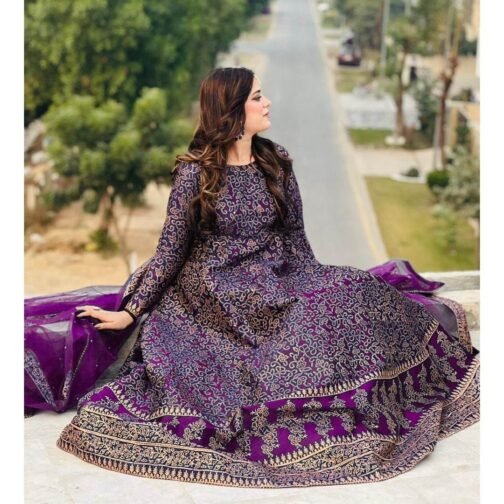 3pc Fancy Silk Printed Maxi – Luxurious Pakistani Fashion - Image 11