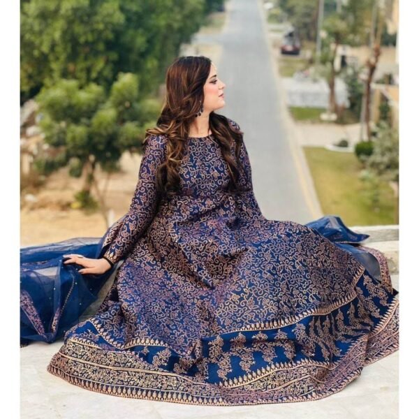 3pc Fancy Silk Printed Maxi – Luxurious Pakistani Fashion - Image 14