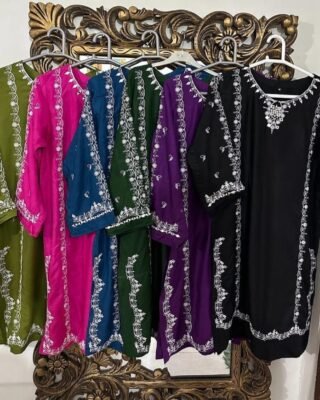 2pc Mirror Work Premium Linen Embroidery Suit Agha Noor Design