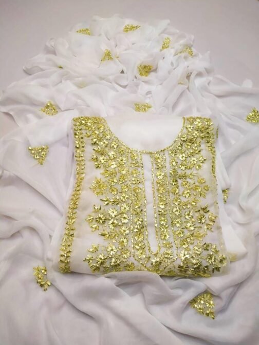 2 Pcs Unstitched Chiffon Gota Work Suit - Image 2