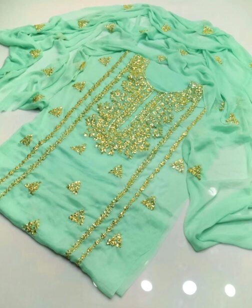 2 Pcs Unstitched Chiffon Gota Work Suit