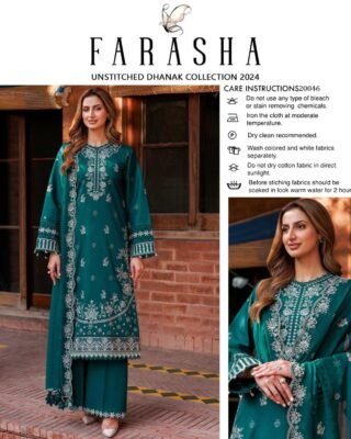 Farasha 3 Pcs Unstitched Dhanak Embroidered Suit