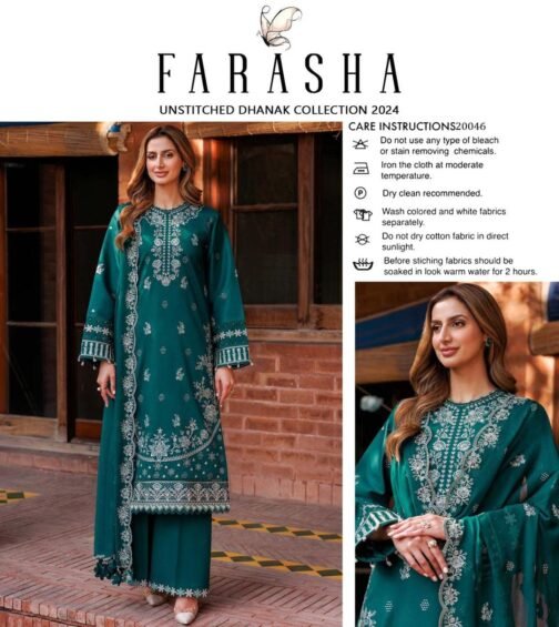Farasha 3 Pcs Unstitched Dhanak Embroidered Suit