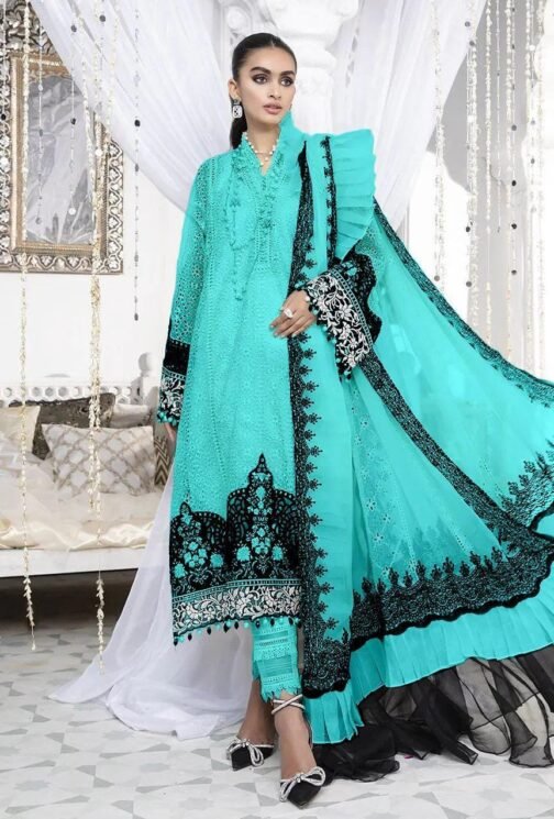 Zarmeen & Emaan 3 Pcs Unstitched Viscose Embroidered Suit – Front & Back Embroidery
