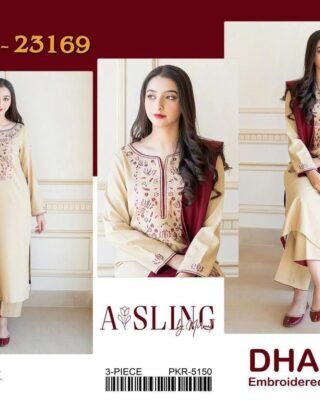Aisling 3 Pcs Unstitched Dhanak Embroidered Suit
