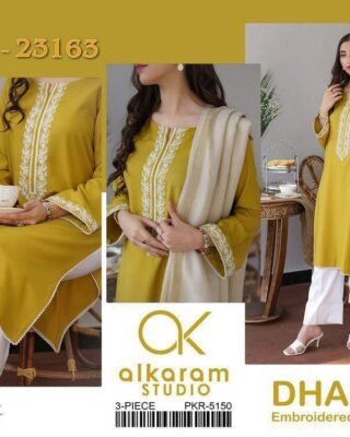 3 Pcs Unstitched Dhanak Embroidered Suit