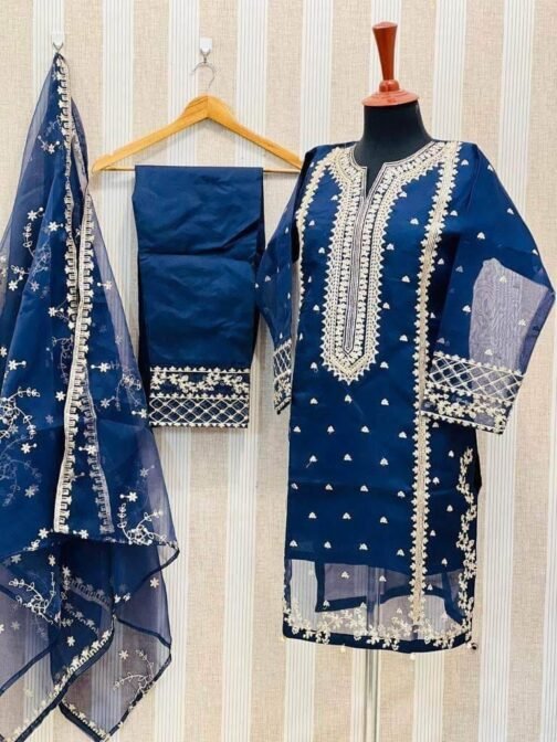 3pc Fancy Organza Embroidery Shirt - Elegant Pakistani Fashion - Image 8