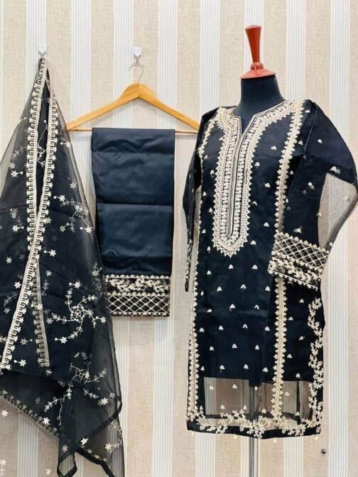 3pc Fancy Organza Embroidery Shirt - Elegant Pakistani Fashion - Image 13