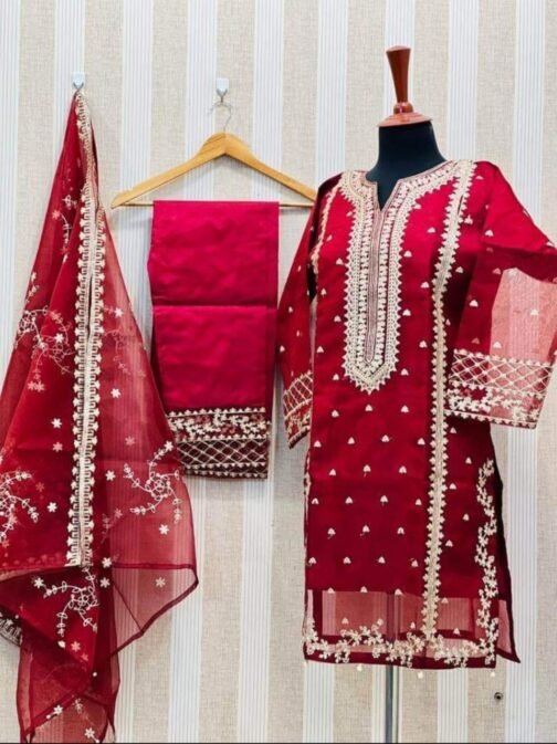 3pc Fancy Organza Embroidery Shirt - Elegant Pakistani Fashion - Image 15