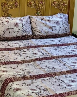 3 Pcs Cotton Patchwork Double Bedsheet
