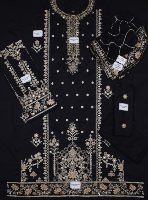 Zarmeen & Emaan 3 Pcs Unstitched Viscose Wedding Embroidered Suit - Elegant Pakistani Wedding Wear - Image 2