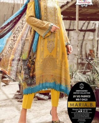 3 Pcs Unstitched Dhanak Printed Embroidered Suit – Elegant Pakistani Fashion