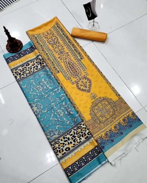 3 Pcs Unstitched Dhanak Printed Embroidered Suit – Elegant Pakistani Fashion - Image 4