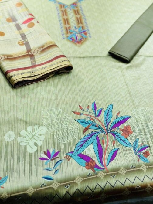 3 Pcs Women's Unstitched Lawn Digital Print Suit