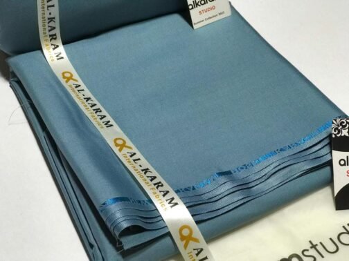Al Karam Men’s Unstitched Boski Plain Suit - Image 2