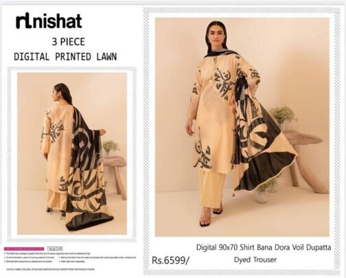 Nishat 3 Pcs Women's Unstitched Lawn Digital Print Suit