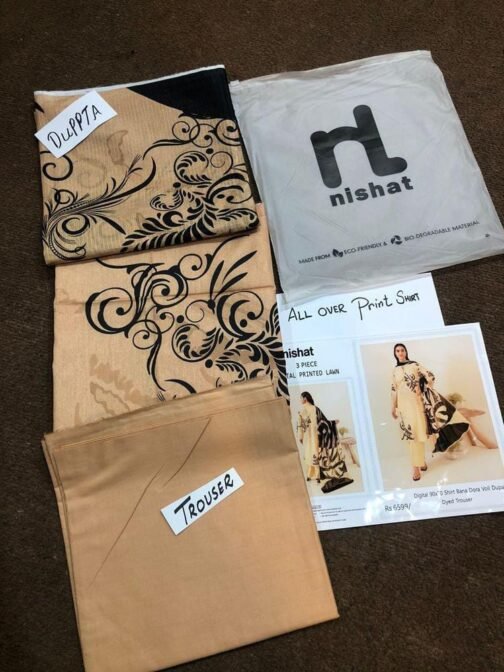 Nishat 3 Pcs Women's Unstitched Lawn Digital Print Suit - Image 5