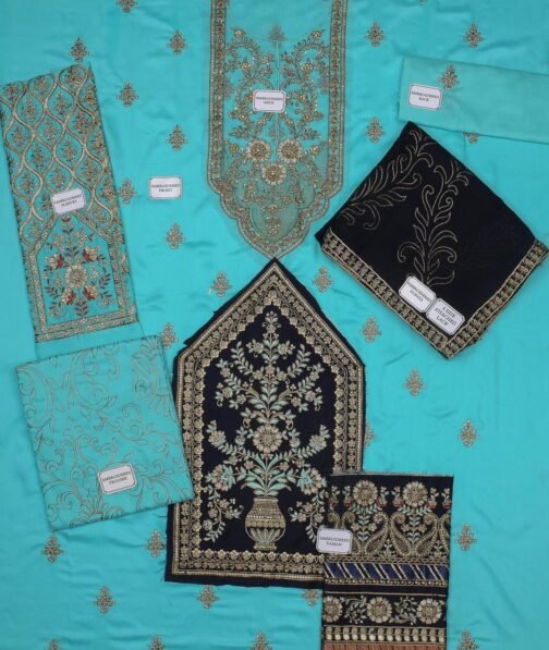 Zarmeen & Emaan 3 Pcs Women's Unstitched Viscose Embroidered Suit - Image 2