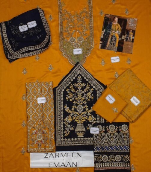 Zarmeen & Emaan 3 Pcs Women’s Unstitched Viscose Embroidered Suit - Image 3