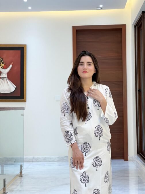 2 Pcs Women's Stitched Linen Printed Suit