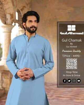 Gul Ahmed Men’s Unstitched Cotton Sotton Plain Suit – Premium Quality Fabric – Premium Quality Fabric