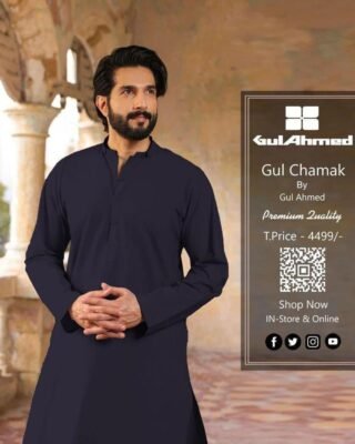 Gul Ahmed Men’s Unstitched Cotton Sotton Plain Suit – Premium Quality Fabric