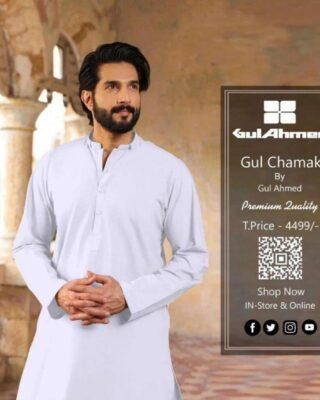 Gul Ahmed Men’s Unstitched Cotton Sotton Plain Suit – Premium Quality Fabric