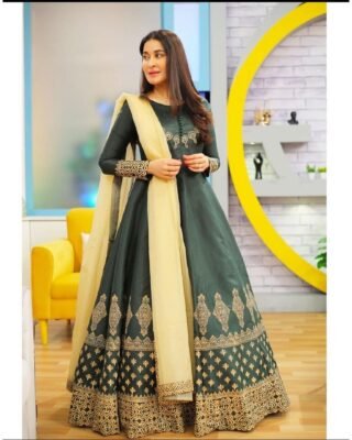 3 Pcs Silk Printed Fancy Maxi Frock