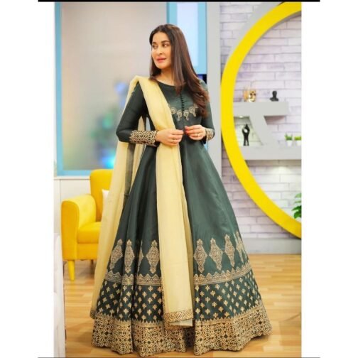 3 Pcs Silk Printed Fancy Maxi Frock