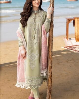 Elegant 3 Pcs Women's Unstitched Linen Embroidered Suit - Premium Quality