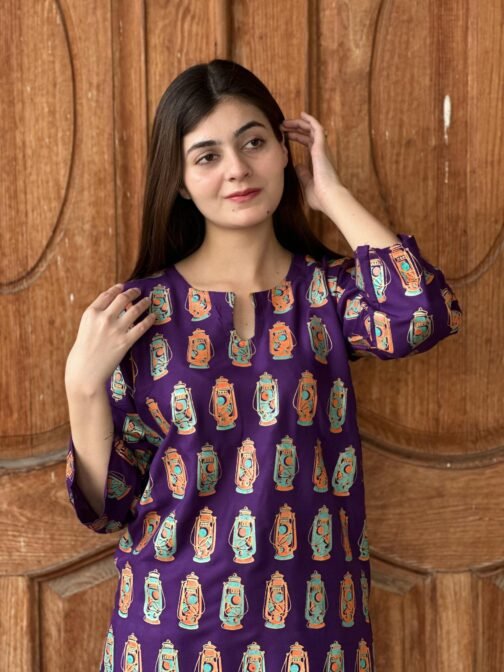 2 Pcs Stitched Premium Linen Printed Suit for Girls & Womens - Image 5