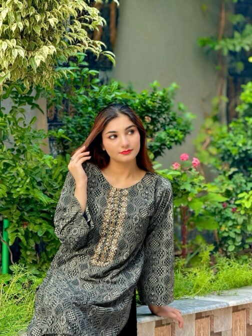 2 Pc Fancy Winter Linen Dress - Elegant and Warm - Image 5