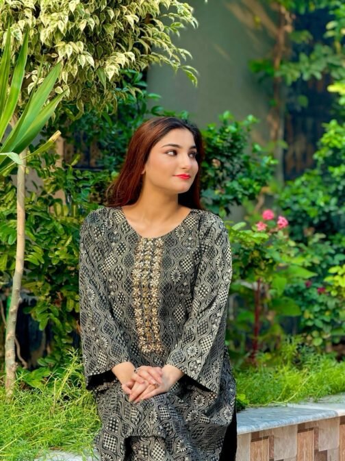 2 Pc Fancy Winter Linen Dress - Elegant and Warm - Image 4