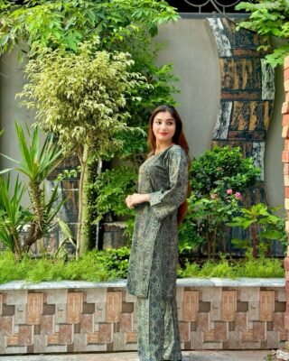 2 Pc Fancy Winter Linen Dress - Elegant and Warm