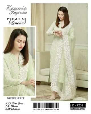 Kayseria 3 Pcs Women's Unstitched Linen Embroidered Suit
