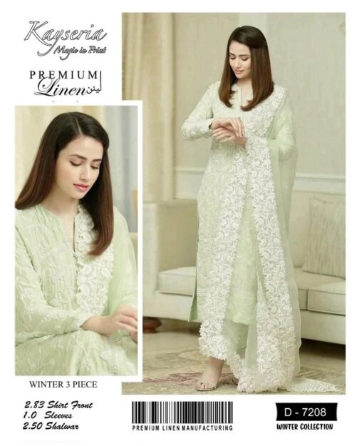 Kayseria 3 Pcs Women's Unstitched Linen Embroidered Suit