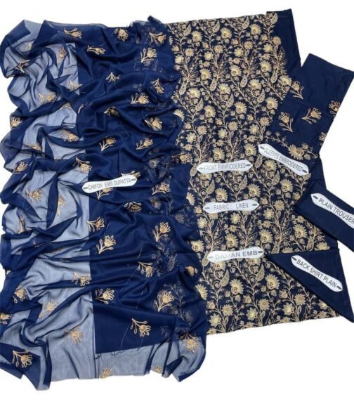 Bareeze 3 Pcs Women's Unstitched Linen Embroidered Suit - Image 2