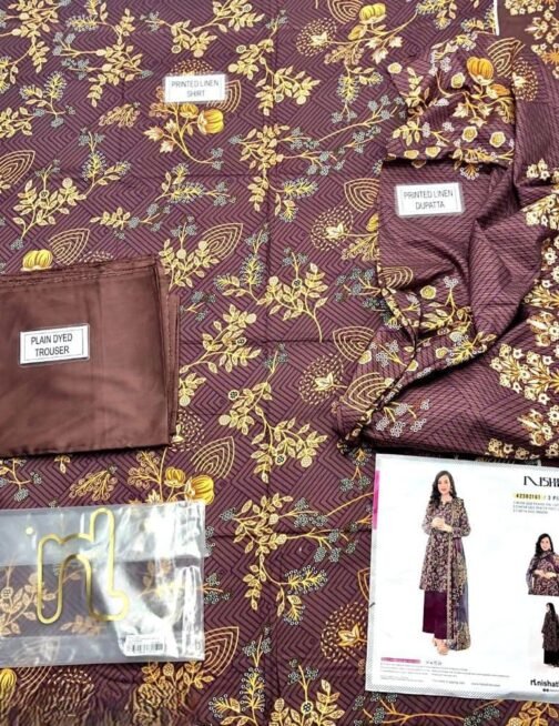 Nisha 3 Pcs Women's Unstitched Linen Printed Suit by Nishat Linen - Image 2