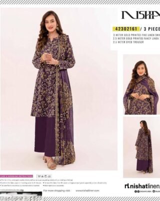 Nisha 3 Pcs Women's Unstitched Linen Printed Suit by Nishat Linen