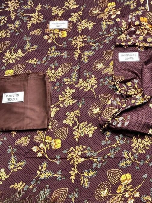 Nisha 3 Pcs Women's Unstitched Linen Printed Suit by Nishat Linen - Image 3
