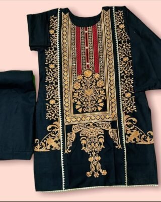 2 Pcs Women's Premium Cotton Embroidery Suit