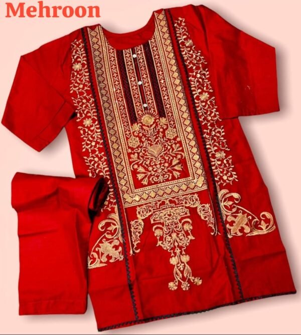 2 Pcs Women's Premium Cotton Embroidery Suit - Image 3