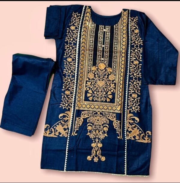 2 Pcs Women's Premium Cotton Embroidery Suit - Image 2