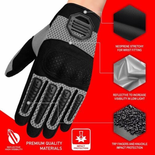 Spandex Mobile Touchscreen Leather Gloves - Motorcycle Gloves - Image 5