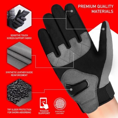 Spandex Mobile Touchscreen Leather Gloves - Motorcycle Gloves - Image 6